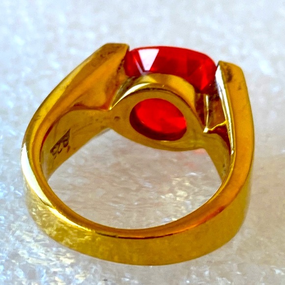 Sterling silver orange gold plated ring - Picture 6 of 6
